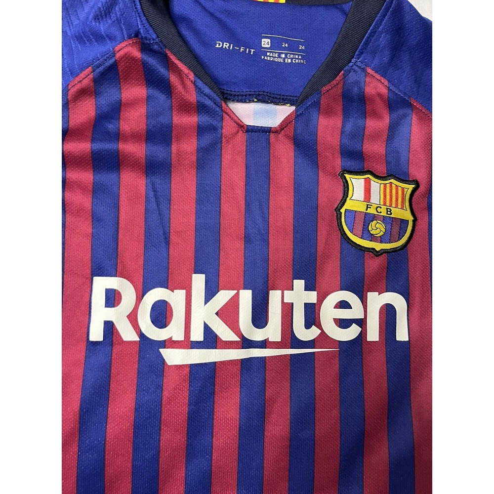 Nike Dri Fit Barcelona Rakuten Jersey Children's Size 24 Red Blue Stripe Soccer - Picture 2 of 10